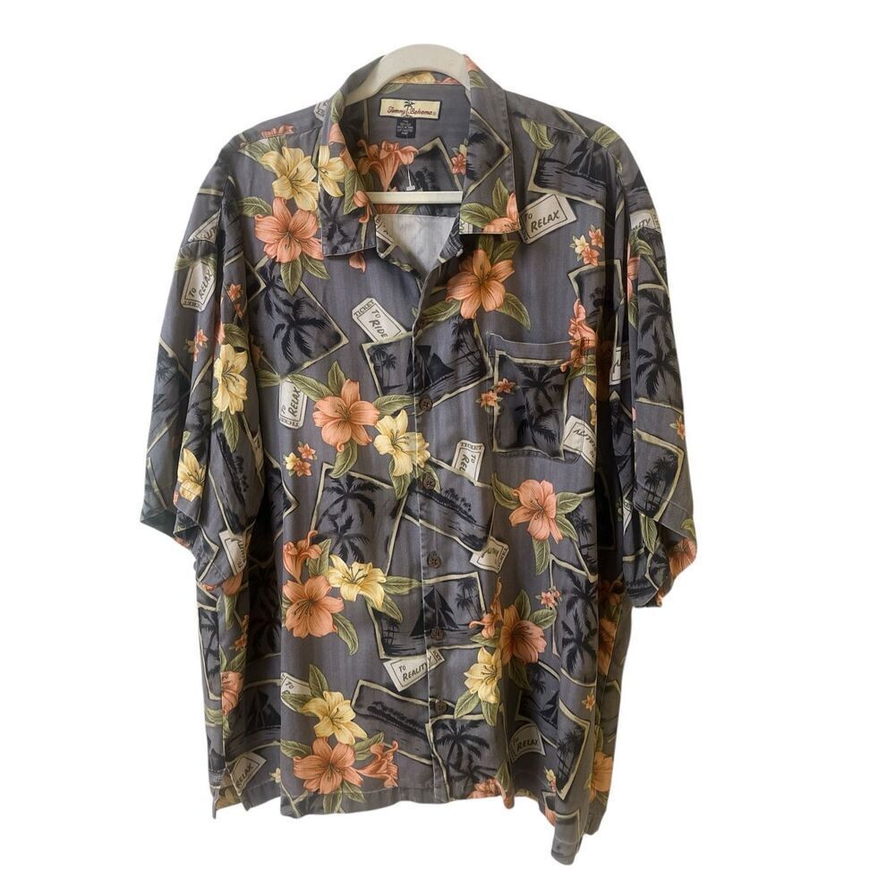 Tommy Bahama “Ticket to” men’s shirt 100% silk sz XXL